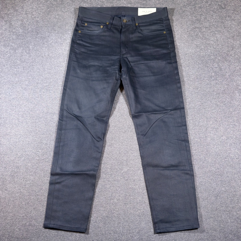 Rag & Bone Fit 2 Slim Jeans Mens 30x28 Navy Blue Modal Blend Dark Wash Hemmed